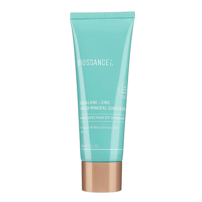 Biossance Squalane + Zinc Sheer Mineral Sunscreen. SPF 30 PA+++ Zinc Oxide Sunscreen That Protects and Hydrates Sensitive Skin. Lightweight, Non-Greasy and Reef-Safe. Travel Size (0.6 ounces)