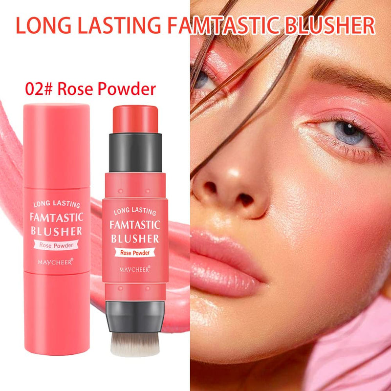 Smoother Moisturizing Cream Face Blush Stick with Brush,Multi Stick for Cheek Blush & Lip Tint & Eyeshadow Makeup