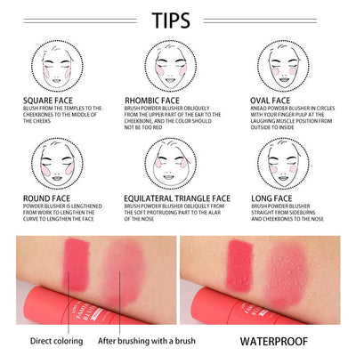 Smoother Moisturizing Cream Face Blush Stick with Brush,Multi Stick for Cheek Blush & Lip Tint & Eyeshadow Makeup