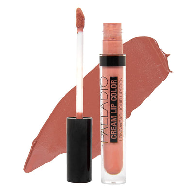 Palladio Long-Wear Cream Lip Color Liquid Lipstick, transfer proof high intensity color pigment, smooth lightweight formula, cream color matte finish, all day wear