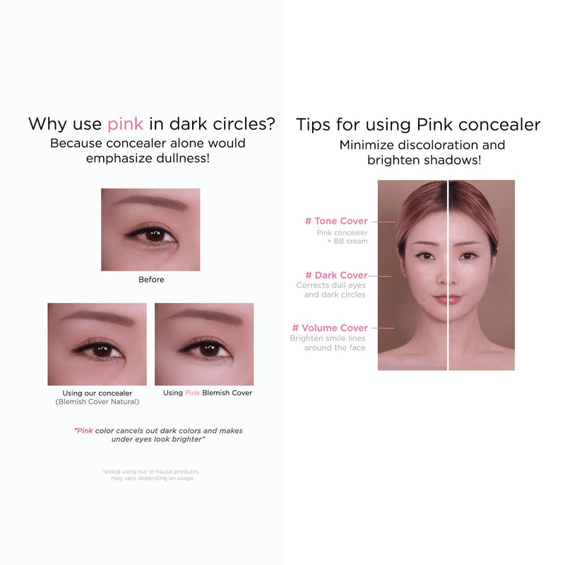 Hanskin Rosy Blemish Cover, Dark Circle Cover, Full Coverage Color Correcting Concealer