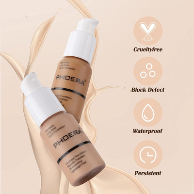 PHOERA Foundation Makeup Naturally Liquid Foundation Full Coverage Mattle Oil-Control