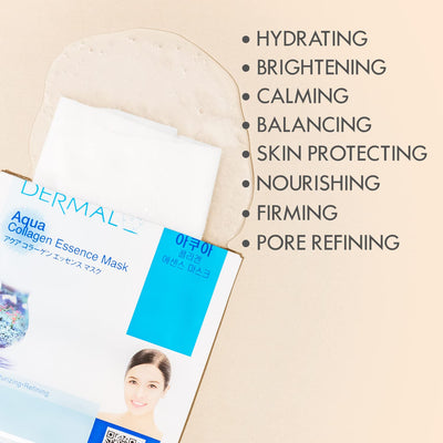 DERMAL 24 Combo Pack Collagen Essence Full Face Facial Mask Sheet - Sensitive Soothing, Anti-Acne, Nourishing Cleansing Korean Face Mask - Natural Skincare Spa Facial Mask Set for Women, Men