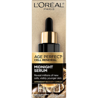 L'Oreal Paris Age Perfect Cell Renewal Midnight Anti-Aging Face Serum with Patented Antioxidant, Smooth Wrinkles, Firm, Revitalize
