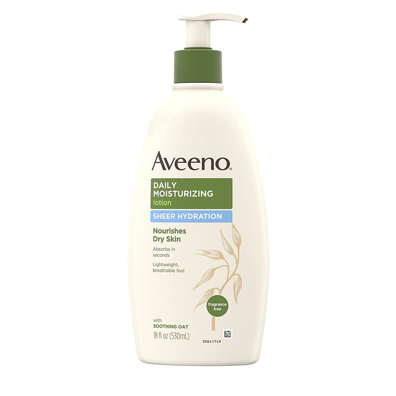 Aveeno Sheer Hydration Daily Moisturizing Lotion for Dry Skin with Soothing Oat, Lightweight, Fast-Absorbing & Fragrance-Free Intense Body Moisturizer, 18 fl. oz