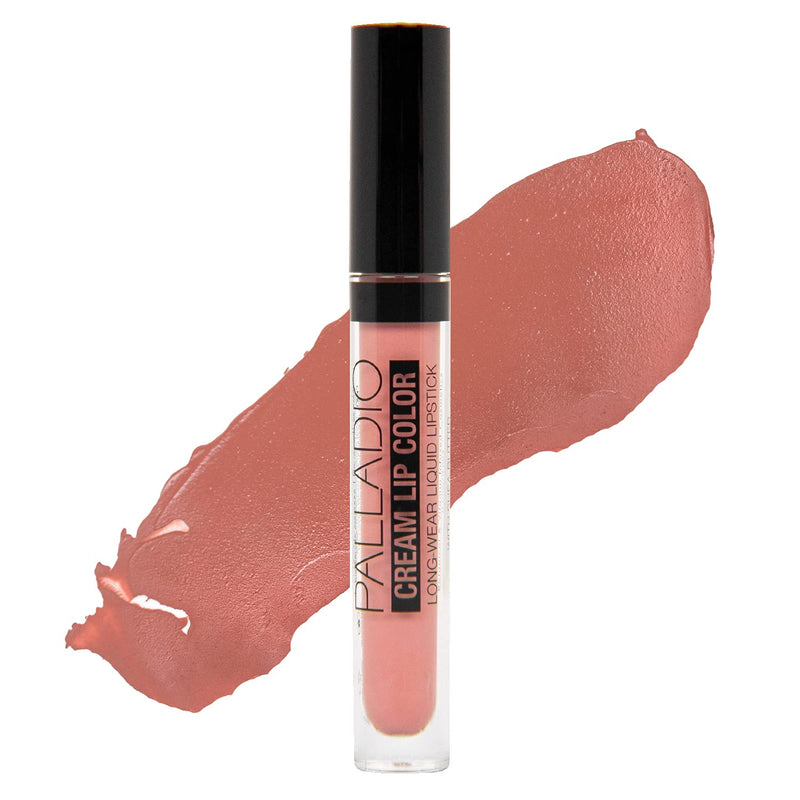 Palladio Long-Wear Cream Lip Color Liquid Lipstick, transfer proof high intensity color pigment, smooth lightweight formula, cream color matte finish, all day wear