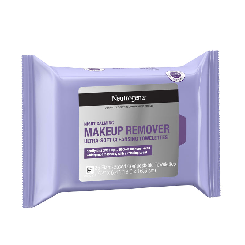 Neutrogena Makeup Remover Wipes and Face Cleansing Towelettes Night Calming, 25 ct
