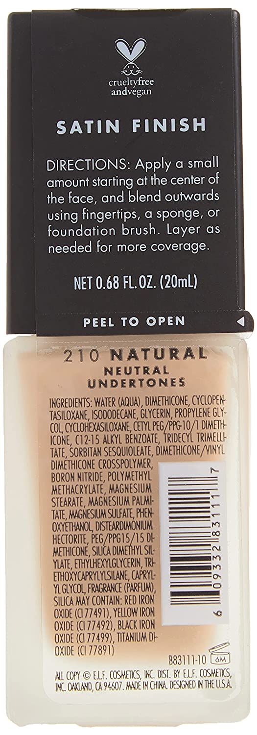 e.l.f. Flawless Finish Foundation, Lightweight & Medium Coverage, Semi-Matte Finish