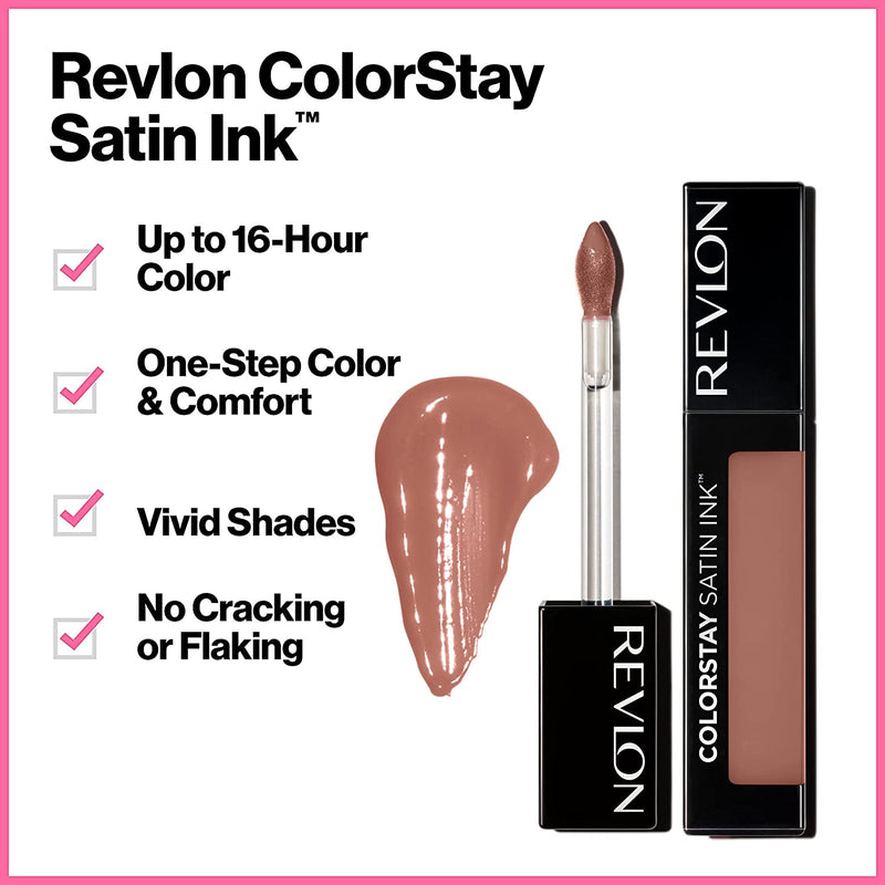 Revlon ColorStay Satin Ink Crown Jewels Liquid Lipstick, Longlasting & Waterproof Lipcolor, Moisturizing Creamy Formula Infused with Black Currant Seed Oil