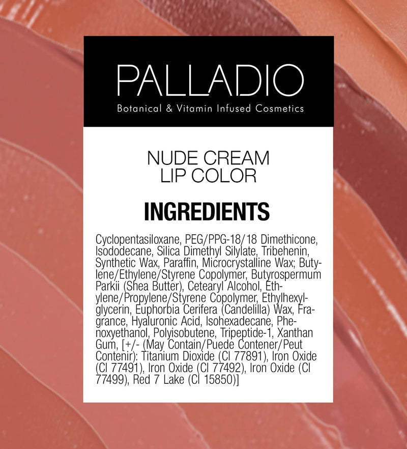 Palladio Long-Wear Cream Lip Color Liquid Lipstick, transfer proof high intensity color pigment, smooth lightweight formula, cream color matte finish, all day wear