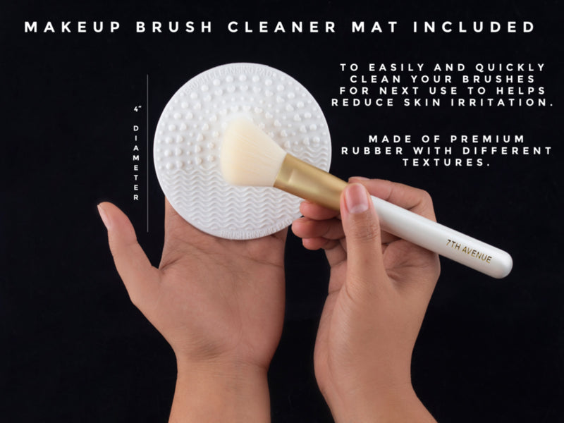 Makeup Brush Set 12 Pcs Profesional Brushes Synthetic Hair with Organizer Portable Carry Bag Bonus Cleaner Mat