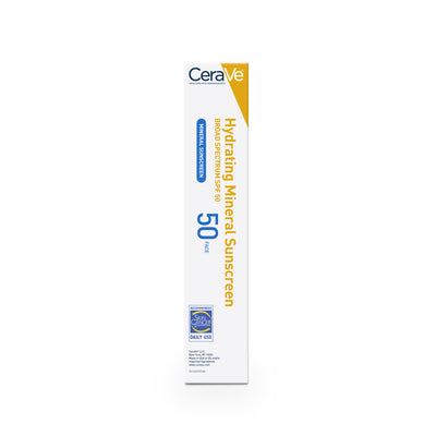 CeraVe Hydrating Face Sunscreen SPF 50, Lightweight Mineral Sunscreen, 2.5 fl oz