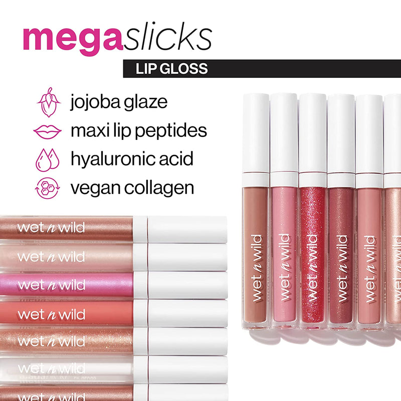 Wet n Wild Mega Slicks Lip Gloss | Long Lasting | Hyaluronic Acid | High Shine