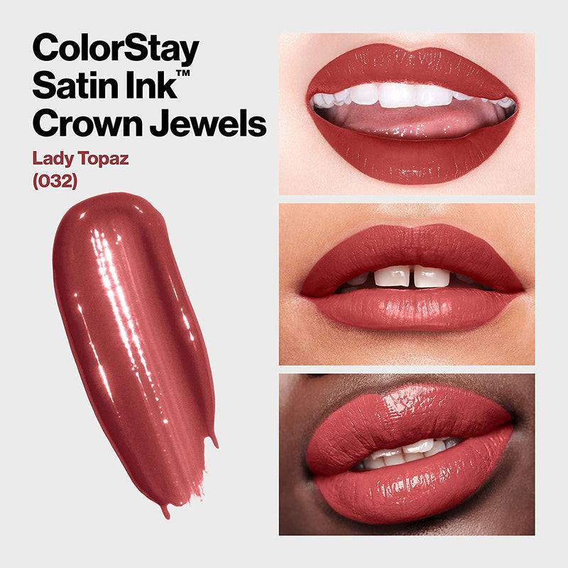 Revlon ColorStay Satin Ink Crown Jewels Liquid Lipstick, Longlasting & Waterproof Lipcolor, Moisturizing Creamy Formula Infused with Black Currant Seed Oil