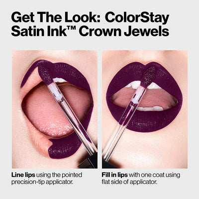 Revlon ColorStay Satin Ink Crown Jewels Liquid Lipstick, Longlasting & Waterproof Lipcolor, Moisturizing Creamy Formula Infused with Black Currant Seed Oil