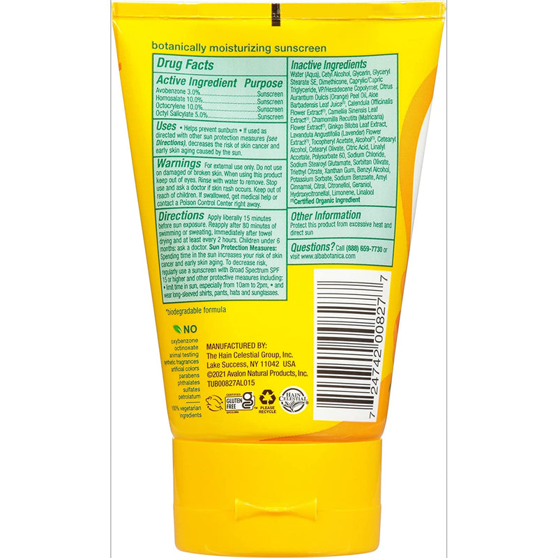 Alba Botanica Sport Sunscreen Lotion, SPF 45, Fragrance Free, 4 Oz