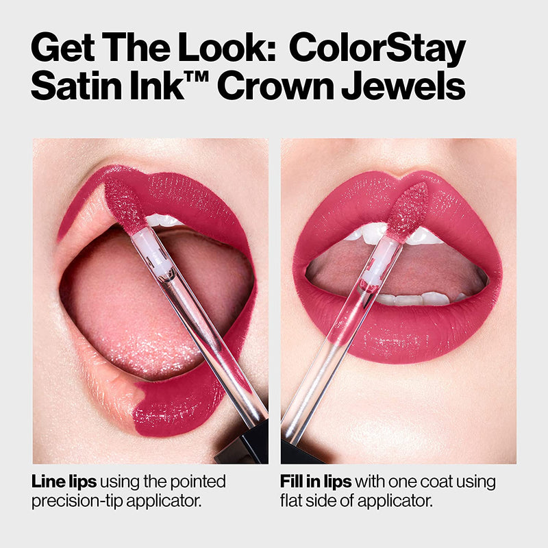 Revlon ColorStay Satin Ink Crown Jewels Liquid Lipstick, Longlasting & Waterproof Lipcolor, Moisturizing Creamy Formula Infused with Black Currant Seed Oil