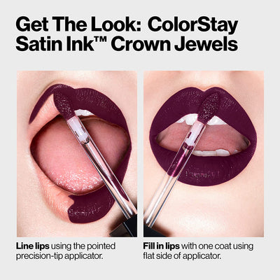 Revlon ColorStay Satin Ink Crown Jewels Liquid Lipstick, Longlasting & Waterproof Lipcolor, Moisturizing Creamy Formula Infused with Black Currant Seed Oil