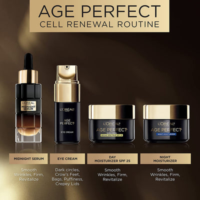 L'Oreal Paris Age Perfect Cell Renewal Midnight Anti-Aging Face Serum with Patented Antioxidant, Smooth Wrinkles, Firm, Revitalize