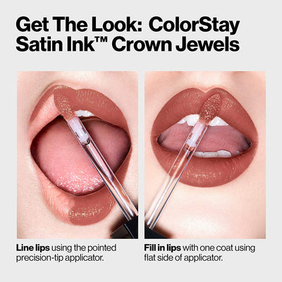 Revlon ColorStay Satin Ink Crown Jewels Liquid Lipstick, Longlasting & Waterproof Lipcolor, Moisturizing Creamy Formula Infused with Black Currant Seed Oil