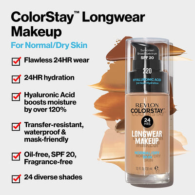 Liquid Foundation by Revlon, ColorStay Face Makeup for Normal and Dry Skin