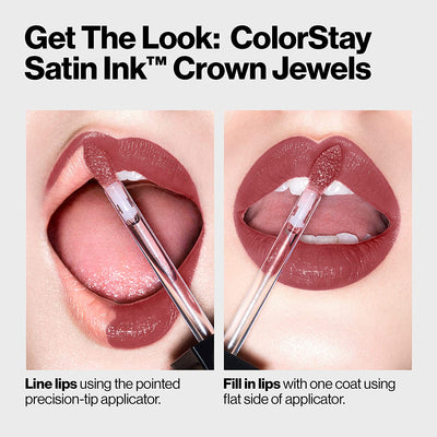 Revlon ColorStay Satin Ink Crown Jewels Liquid Lipstick, Longlasting & Waterproof Lipcolor, Moisturizing Creamy Formula Infused with Black Currant Seed Oil