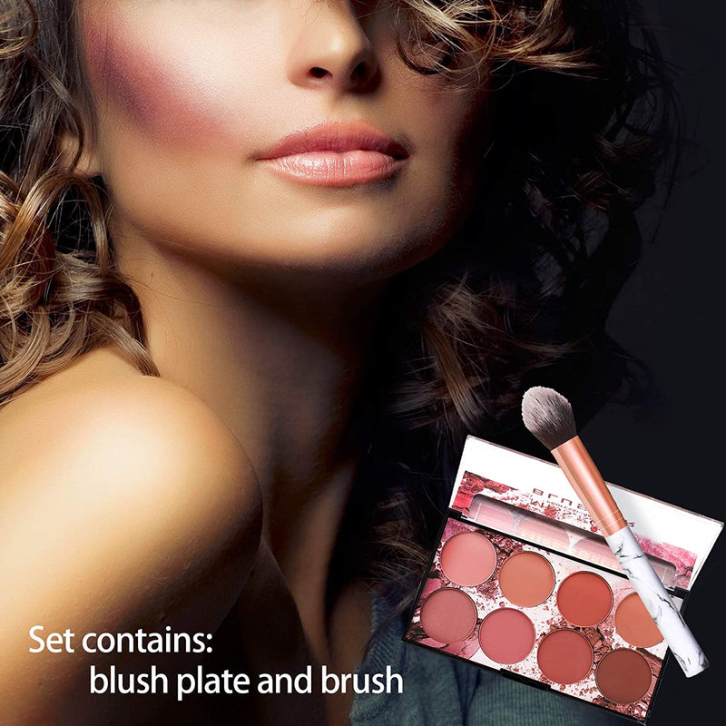 NewBang 8 Colors Blush Palette, Matte Mineral Blush Powder Bright Shimmer Face Blush,Contour and Highlight Blush Palette,Professional Facial Beauty Cosmetic Makeup Blush