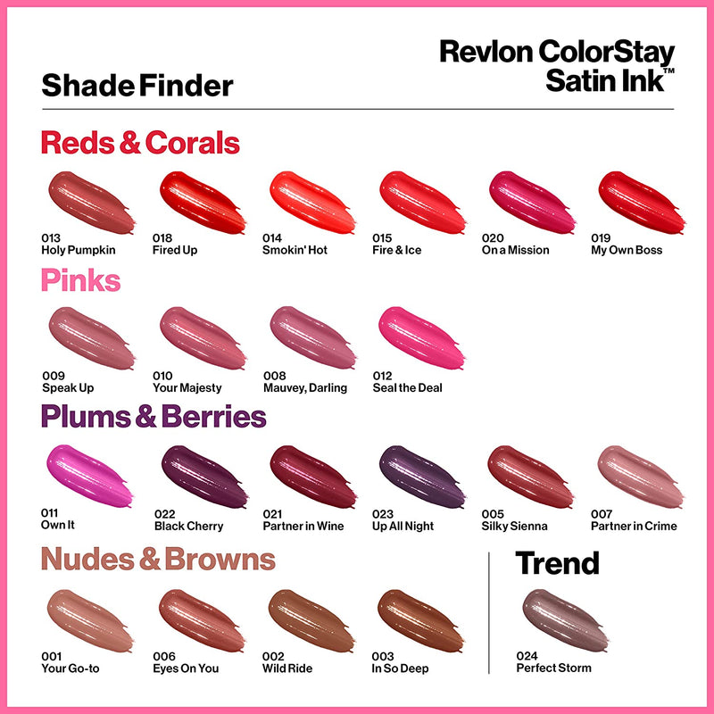 Revlon ColorStay Satin Ink Crown Jewels Liquid Lipstick, Longlasting & Waterproof Lipcolor, Moisturizing Creamy Formula Infused with Black Currant Seed Oil