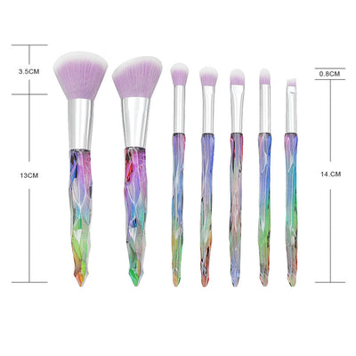 7pcs Makeup Brush Set Crystal Handle Cosmetic Brushes for Foundation Powder Concealer Eye Shadow - Color 1 purple