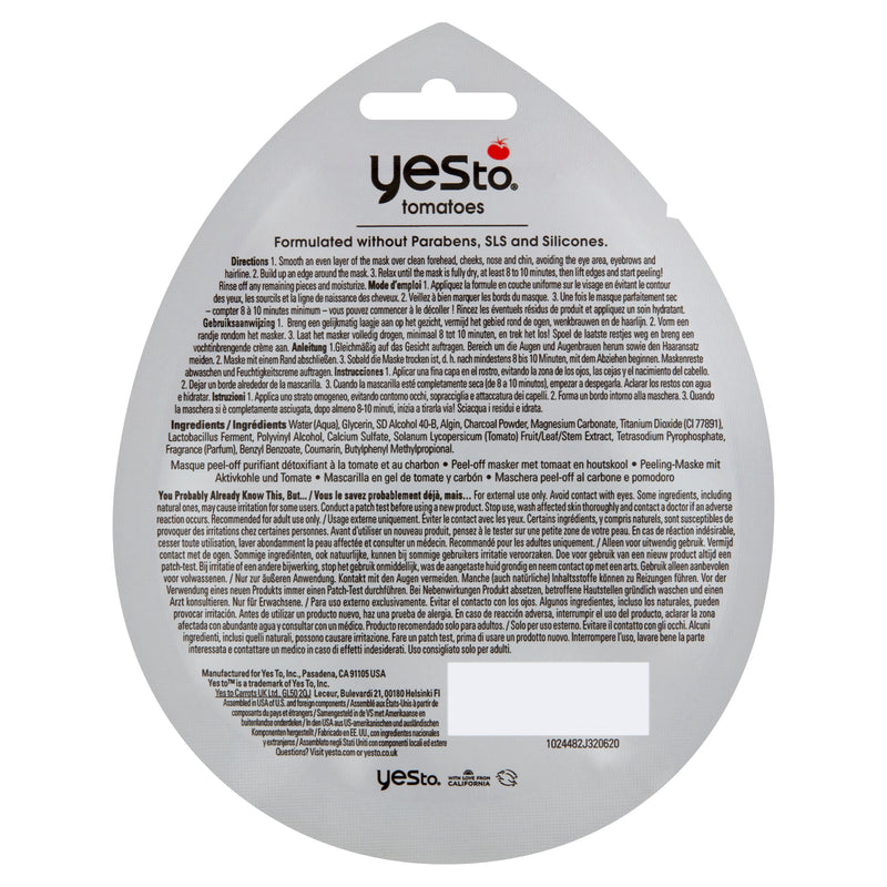 Yes to Tomatoes Charcoal Peel-Off Mask, 0.33 fl oz
