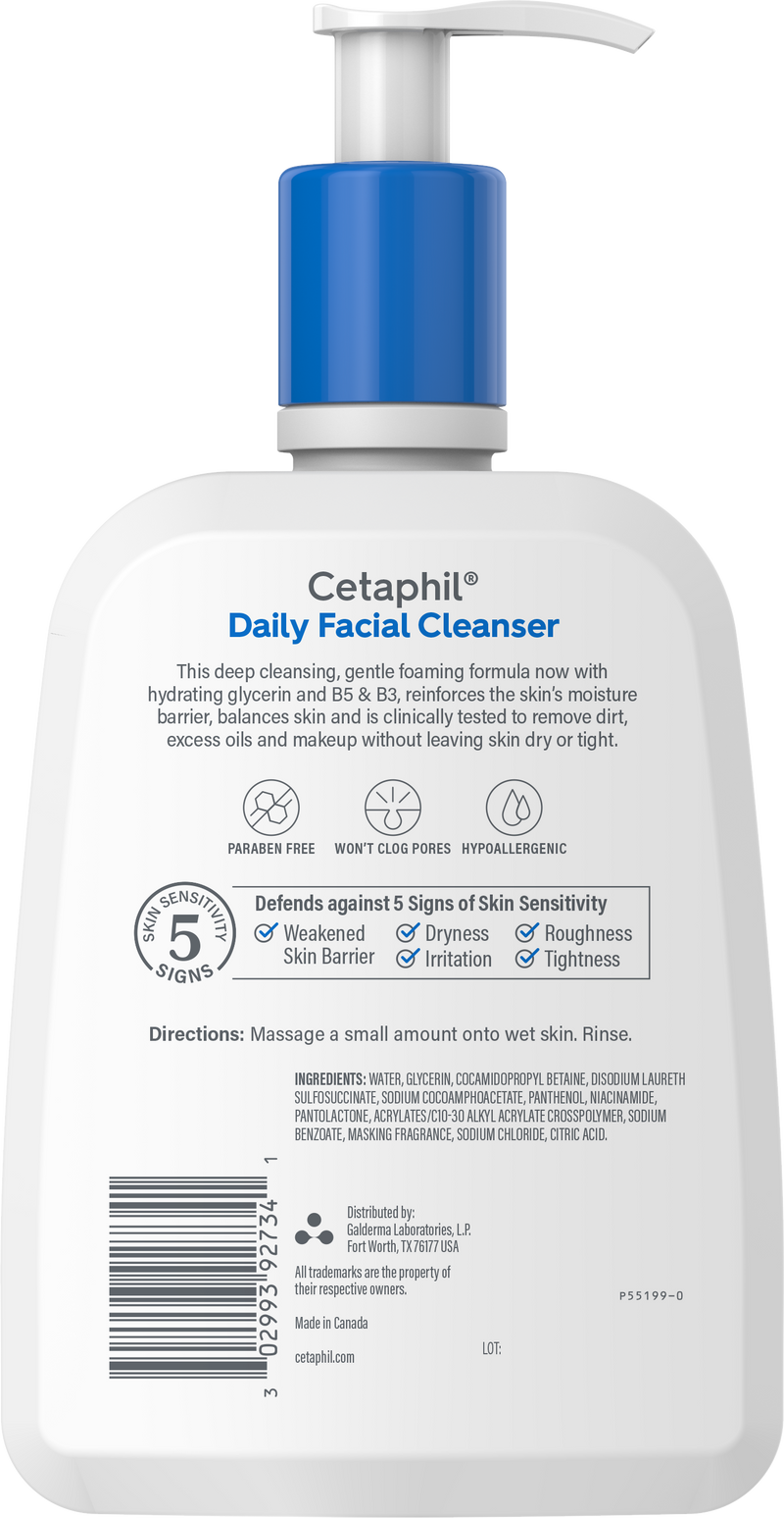 Cetaphil Daily Facial Cleanser Lotion for Combination to Oily, Sensitive Skin, 16 fl oz