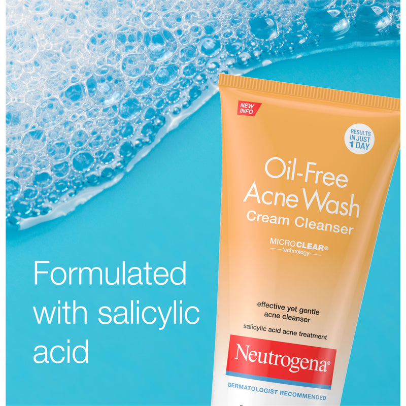 Neutrogena Oil-Free Acne Face Wash Cream, Face Cleanser, 6.7 fl. oz