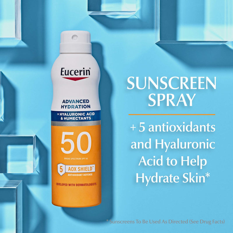 Eucerin Advanced Hydration SPF 50 Sunscreen Spray, 6 Fl Oz Spray Bottle