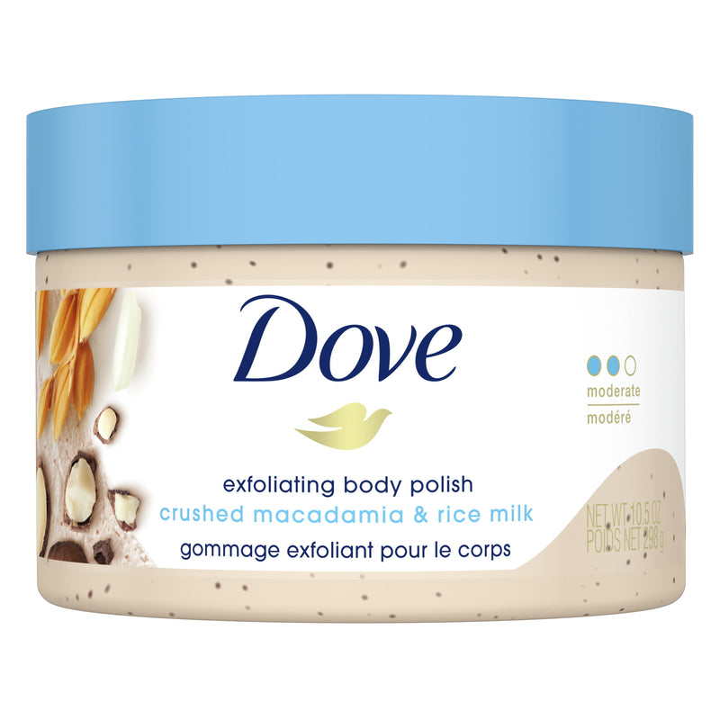 Dove Exfoliating Body Polish Scrub Macadamia & Rice Milk Body Scrub That Nourishes Skin Reveals Visibly Smoother Skin 10.5 oz