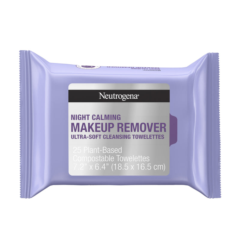 Neutrogena Makeup Remover Wipes and Face Cleansing Towelettes Night Calming, 25 ct