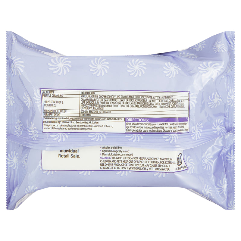 Equate Beauty Night-Time Soothing Makeup Remover Wipes, 40 count, 2 Pack