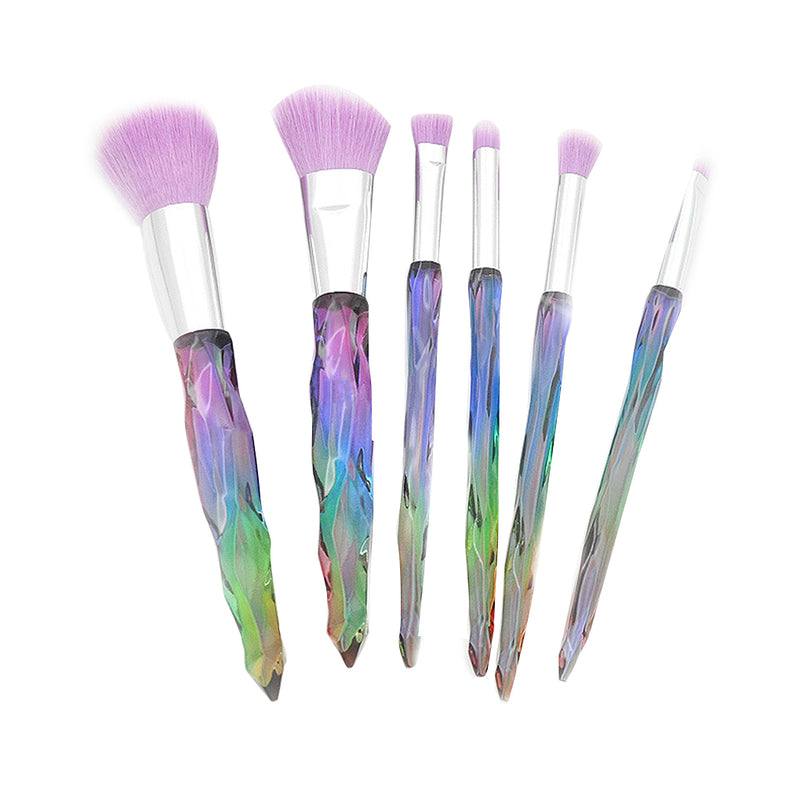 7pcs Makeup Brush Set Crystal Handle Cosmetic Brushes for Foundation Powder Concealer Eye Shadow - Color 1 purple