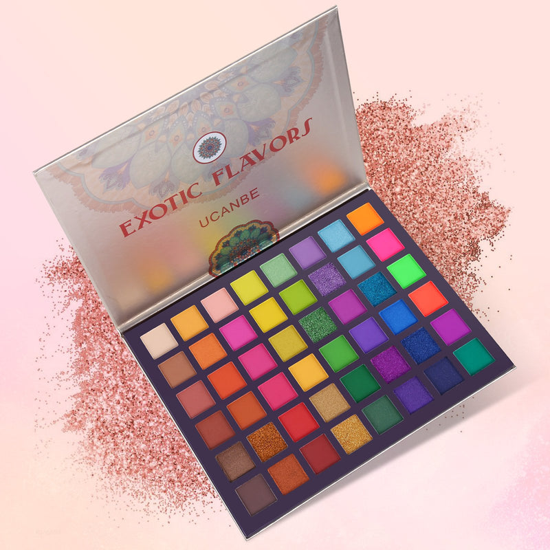 UCANBE Exotic Flavors Eyeshadow Makeup Palette 48 Eye Shadows High Pigmented Rainbow Matte Shimmer Glitter Pallet Set