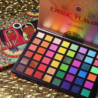 UCANBE Exotic Flavors Eyeshadow Makeup Palette 48 Eye Shadows High Pigmented Rainbow Matte Shimmer Glitter Pallet Set