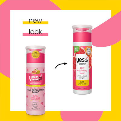 Yes To Grapefruit Daily Exfoliating Toner Liquid for Dull and Uneven the Skin, 4 fl oz