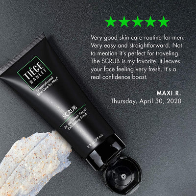 Tiege Hanley Exfoliating Scrub for Men (SCRUB) | Face Wash that Removes Dead Skin Cells | Helps Renew, Soothe & Repair | Exfoliate & Use Twice Weekly | For Dry or Sensitive Skin | Non Scented | 2 Ounc