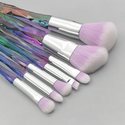 7pcs Makeup Brush Set Crystal Handle Cosmetic Brushes for Foundation Powder Concealer Eye Shadow - Color 1 purple