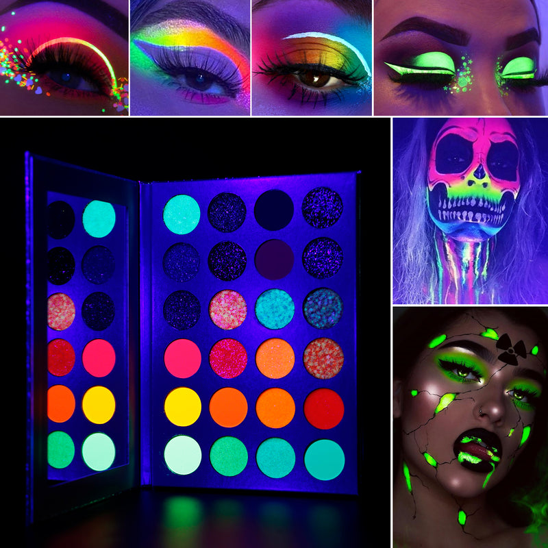 Neon Eyeshadow Palette Professional Glow in the Dark,DE&