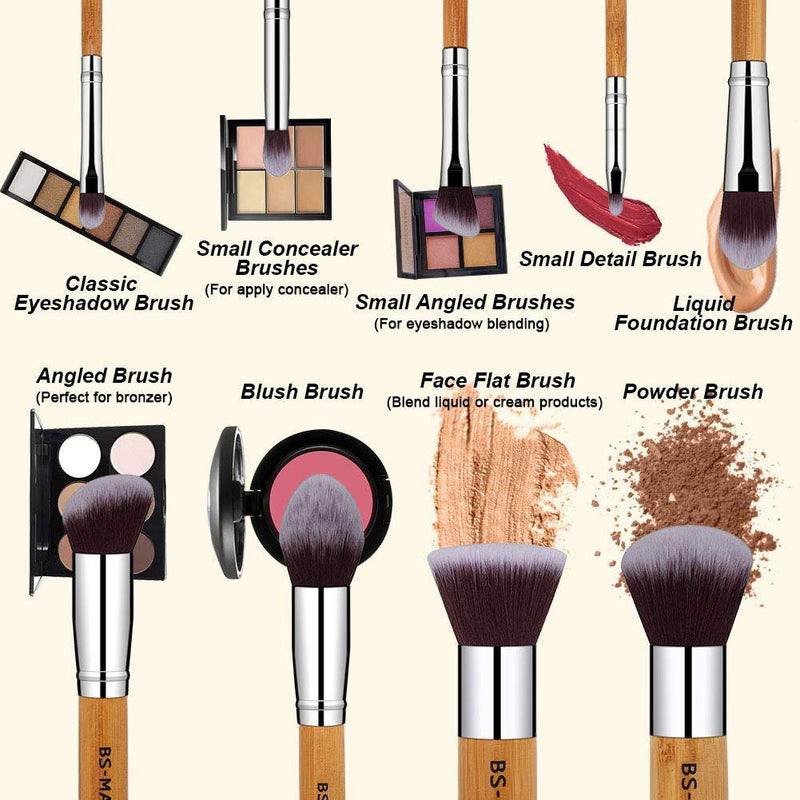 BS-MALL Makeup Brush Set 11Pcs Bamboo Synthetic