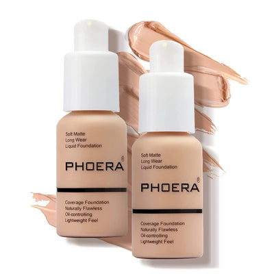 PHOERA Foundation Makeup Naturally Liquid Foundation Full Coverage Mattle Oil-Control