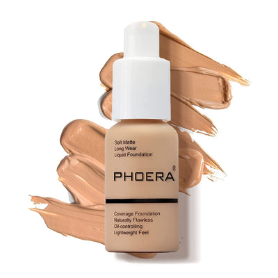 PHOERA Foundation Makeup Naturally Liquid Foundation Full Coverage Mattle Oil-Control