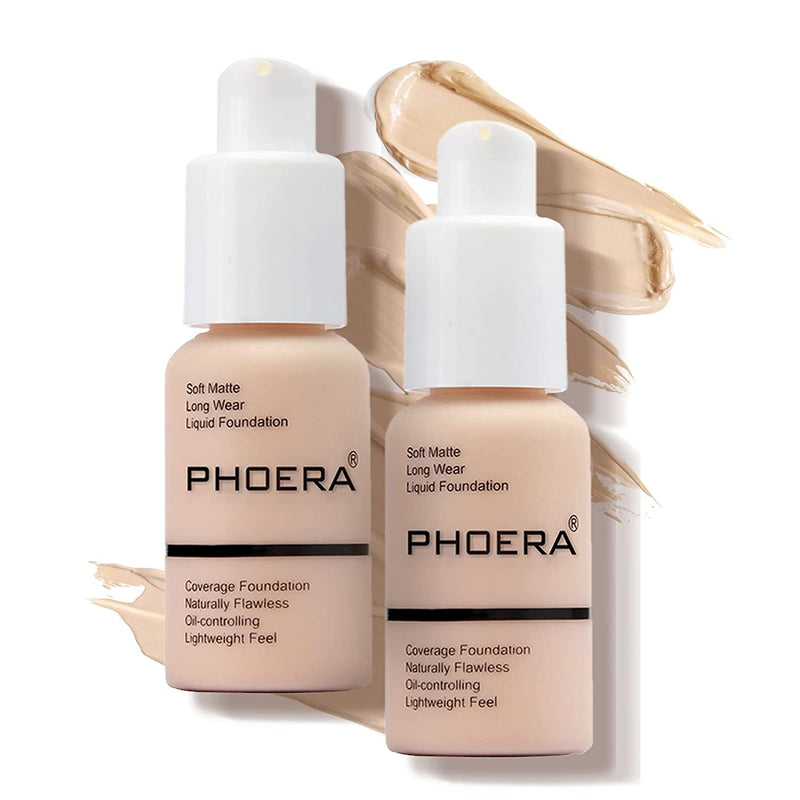 PHOERA Foundation Makeup Naturally Liquid Foundation Full Coverage Mattle Oil-Control